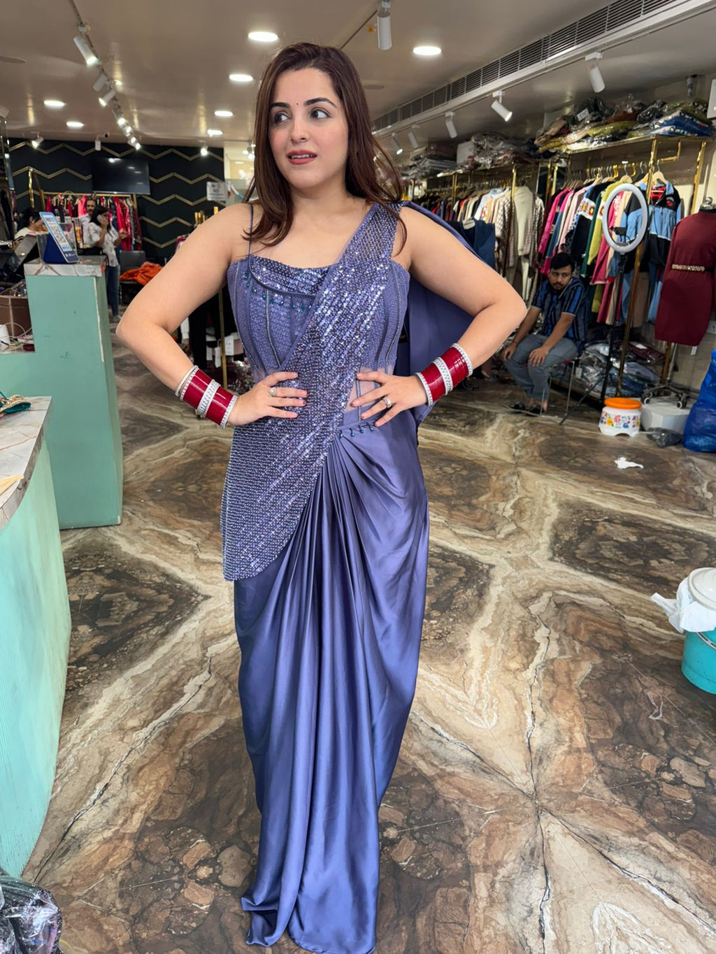 Magpie Pre drape saree set