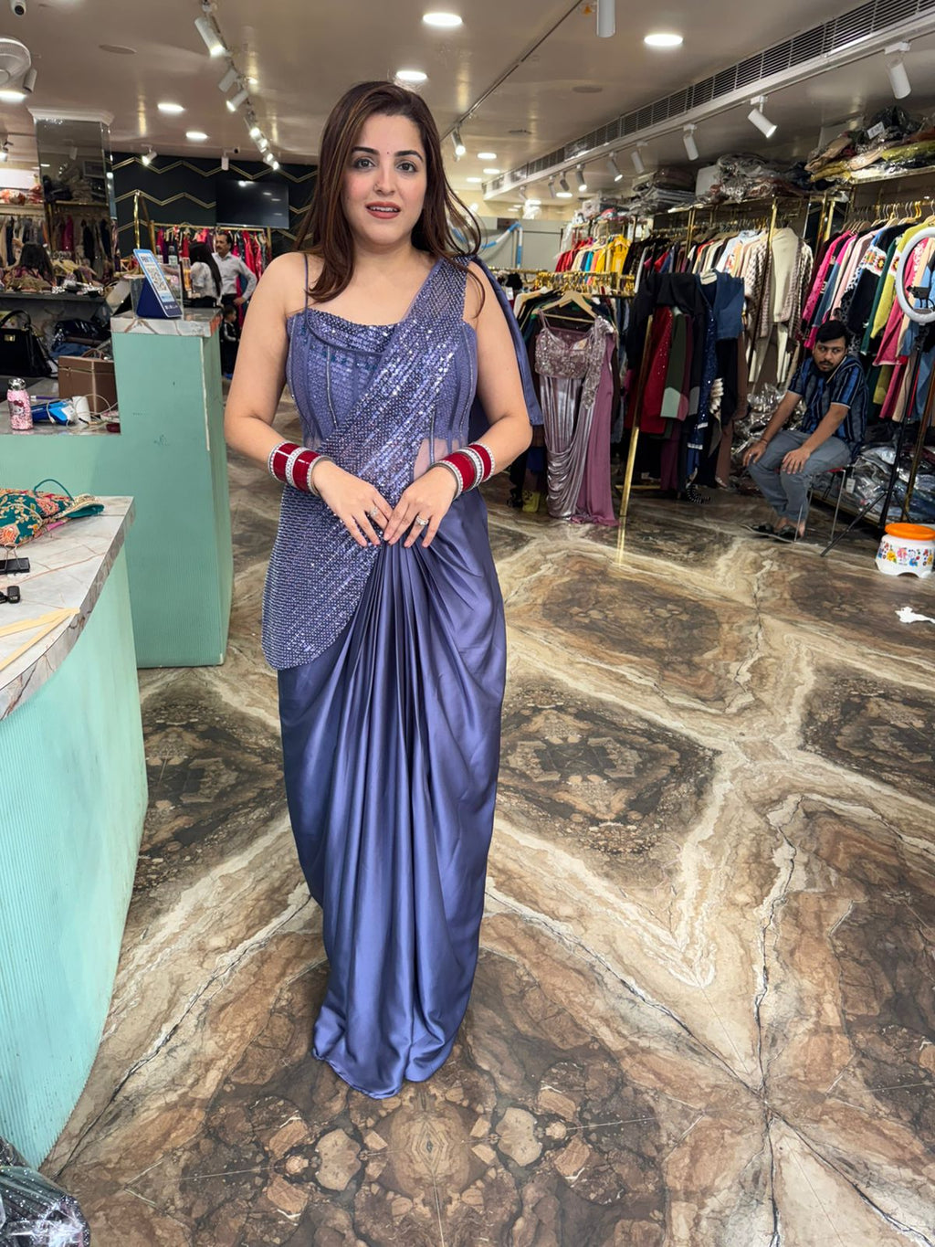 Magpie Pre drape saree set