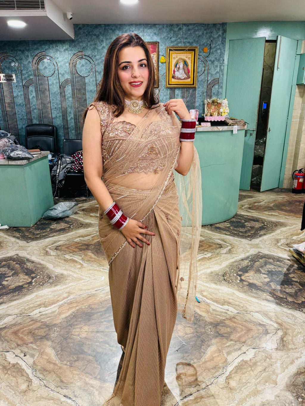 Partridge draped saree set