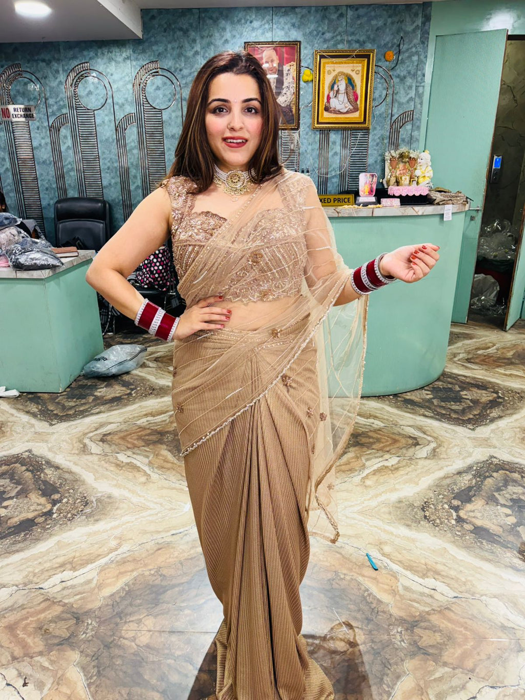 Partridge draped saree set