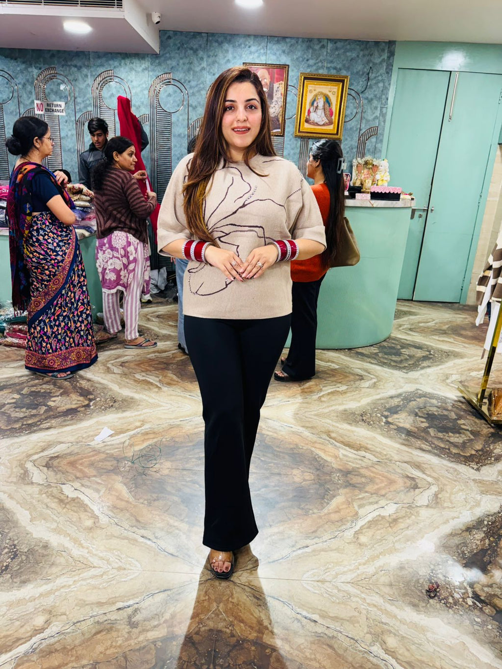 Flora Embroidered knit top