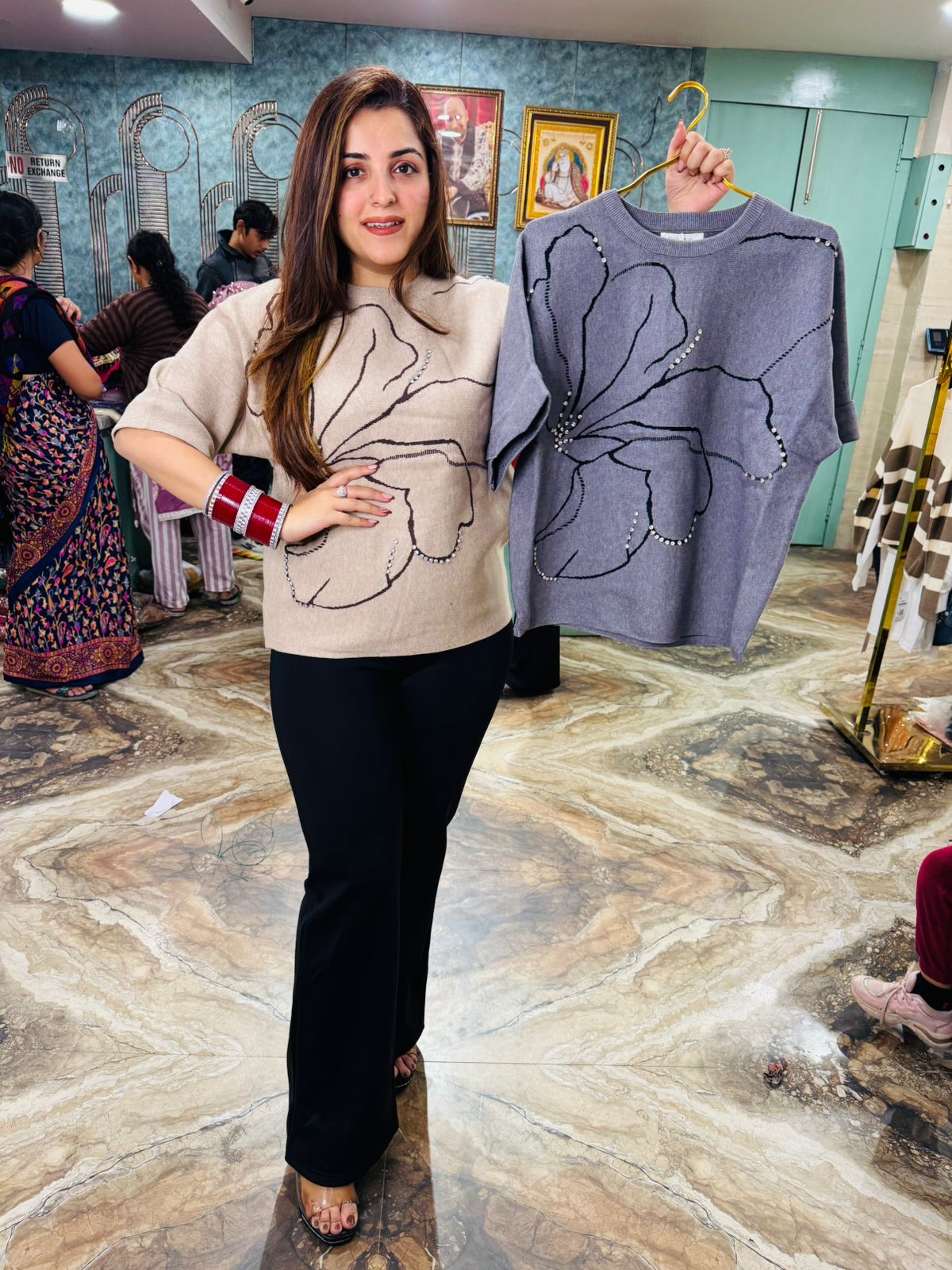 Flora Embroidered knit top