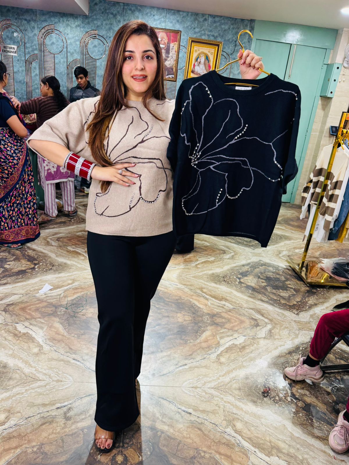 Flora Embroidered knit top