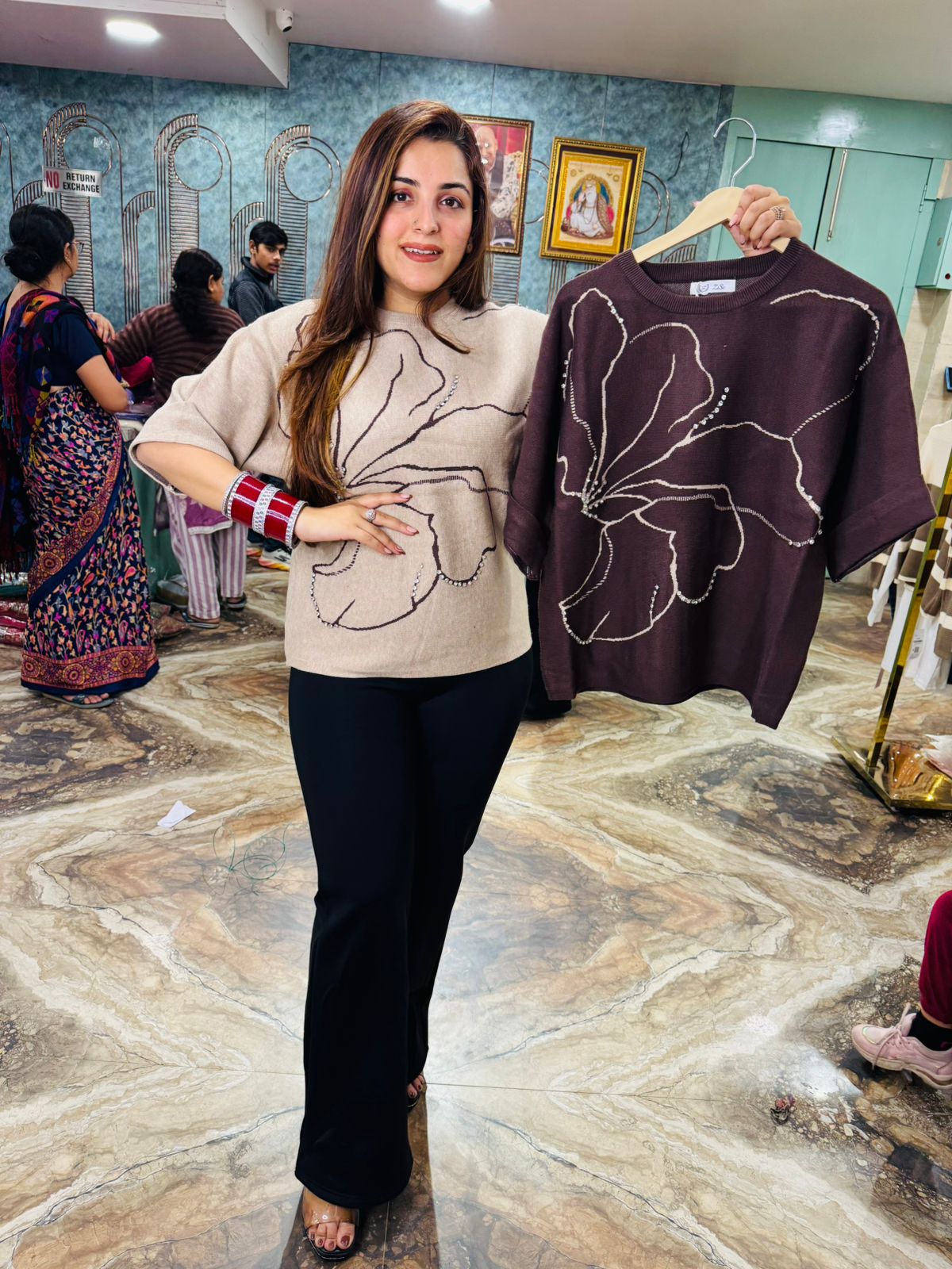 Flora Embroidered knit top