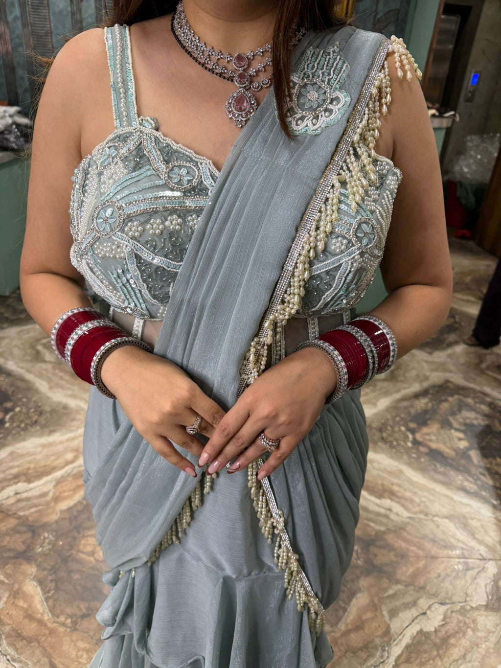 Oscar ruffle drape skirt & blouse