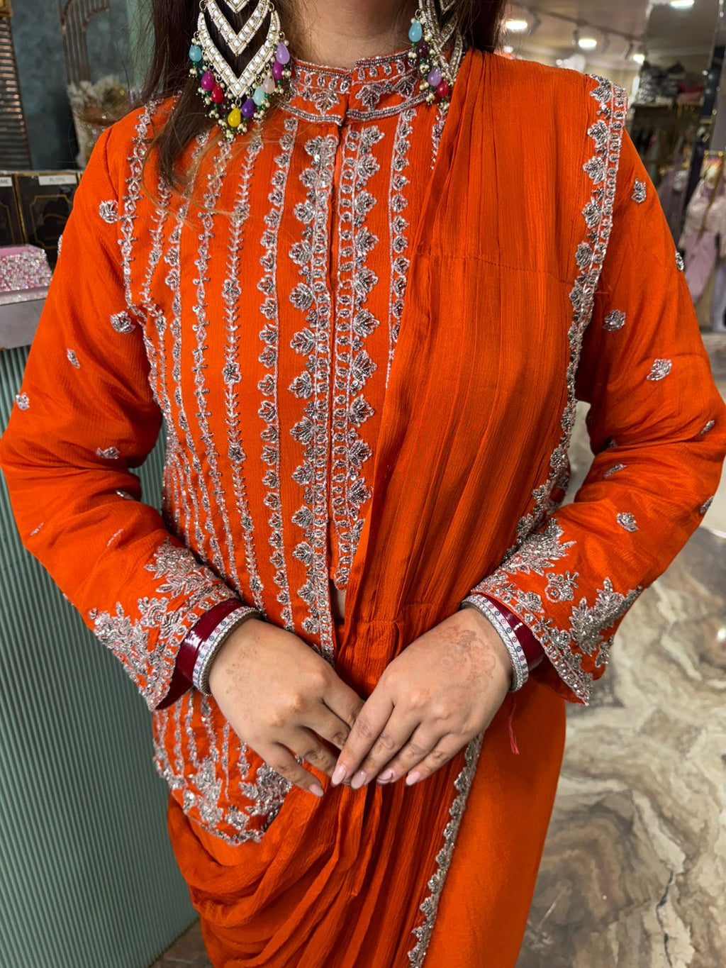 Kiyara jacket style top & skirt drape