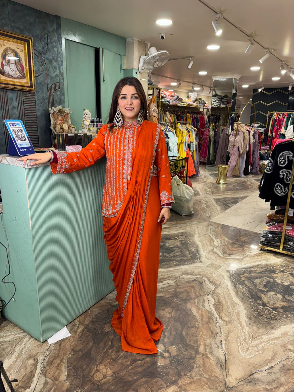 Kiyara jacket style top & skirt drape