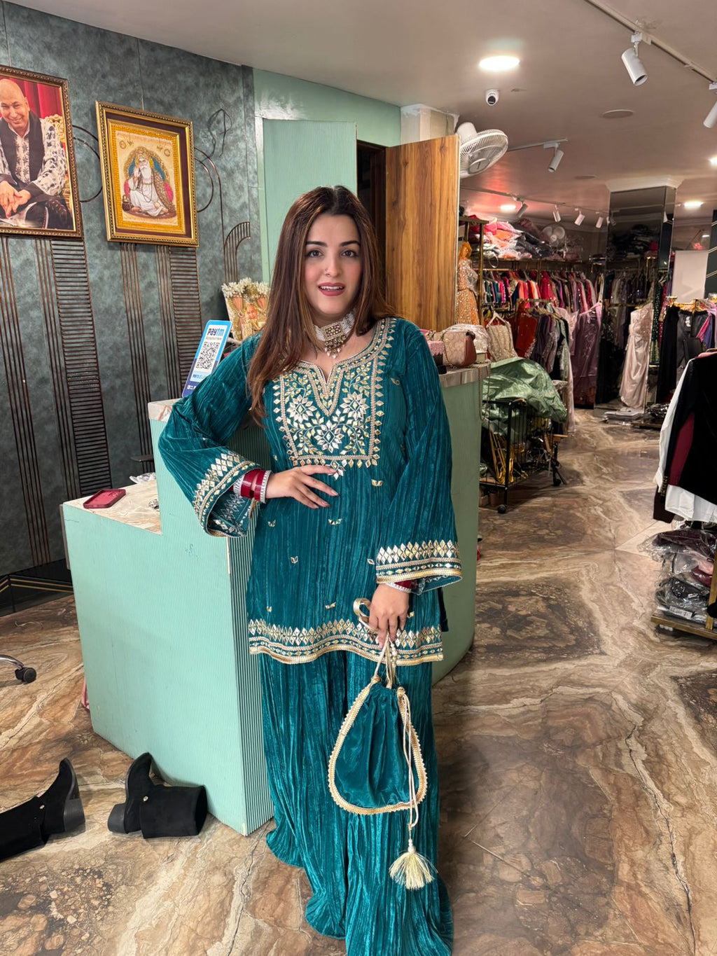 Velvet Mary cord set with potli