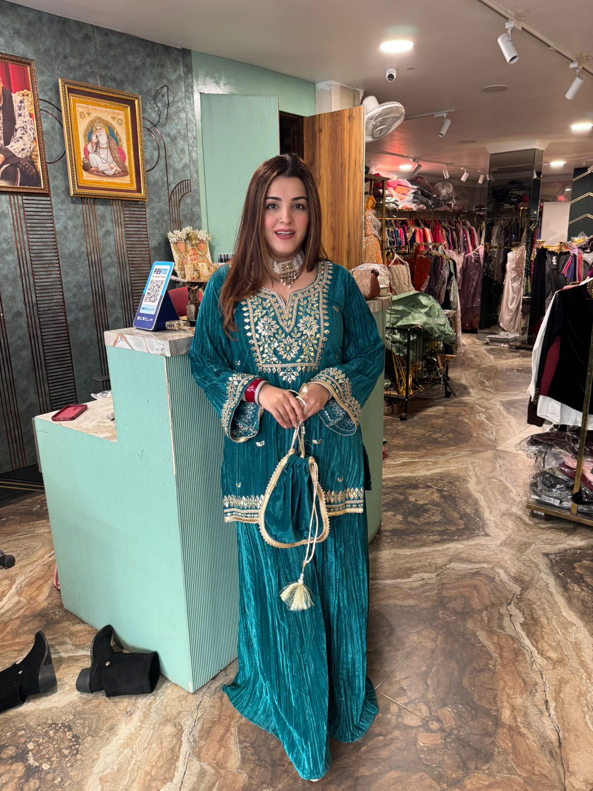 Velvet Mary cord set with potli