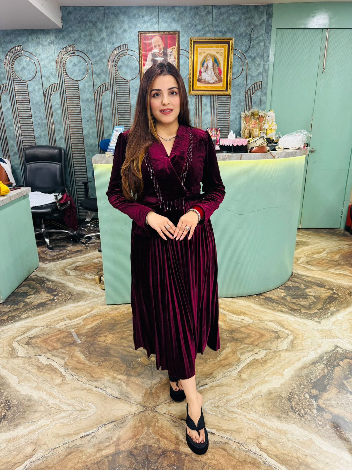 Velvet Grace Midi Dress