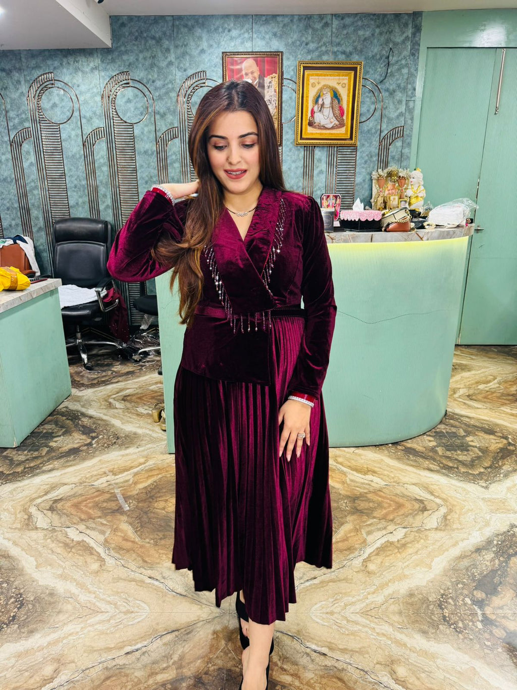 Velvet Grace Midi Dress