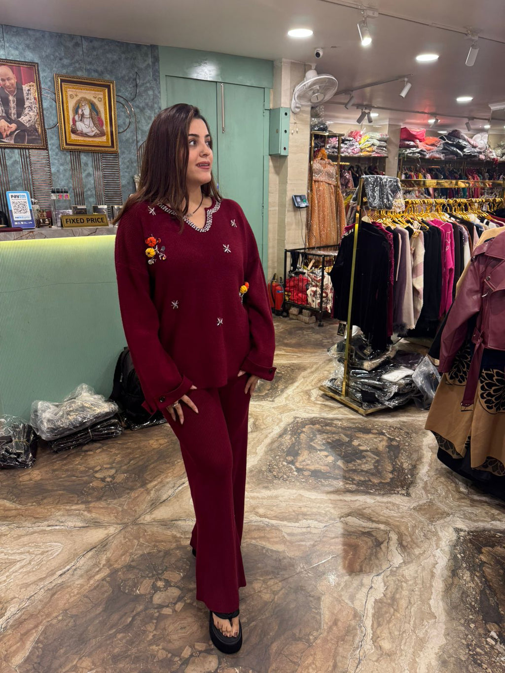 Embroidered Winter Knit Co-Ord Set