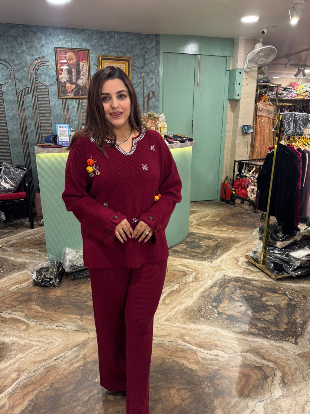 Embroidered Winter Knit Co-Ord Set