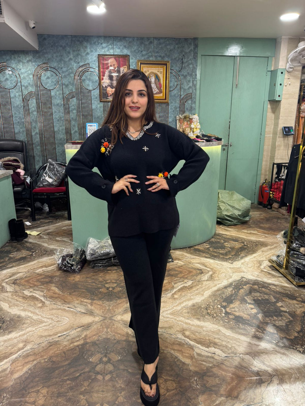 Embroidered Winter Knit Co-Ord Set