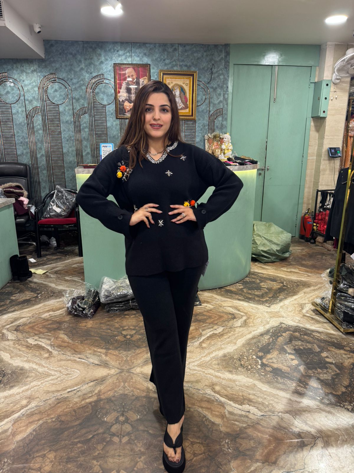 Embroidered Winter Knit Co-Ord Set