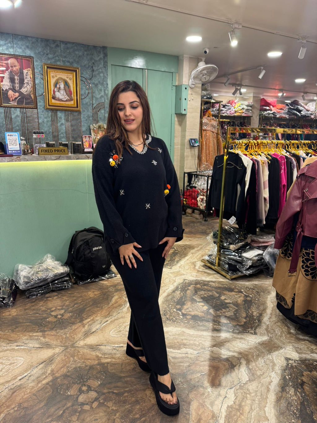 Embroidered Winter Knit Co-Ord Set