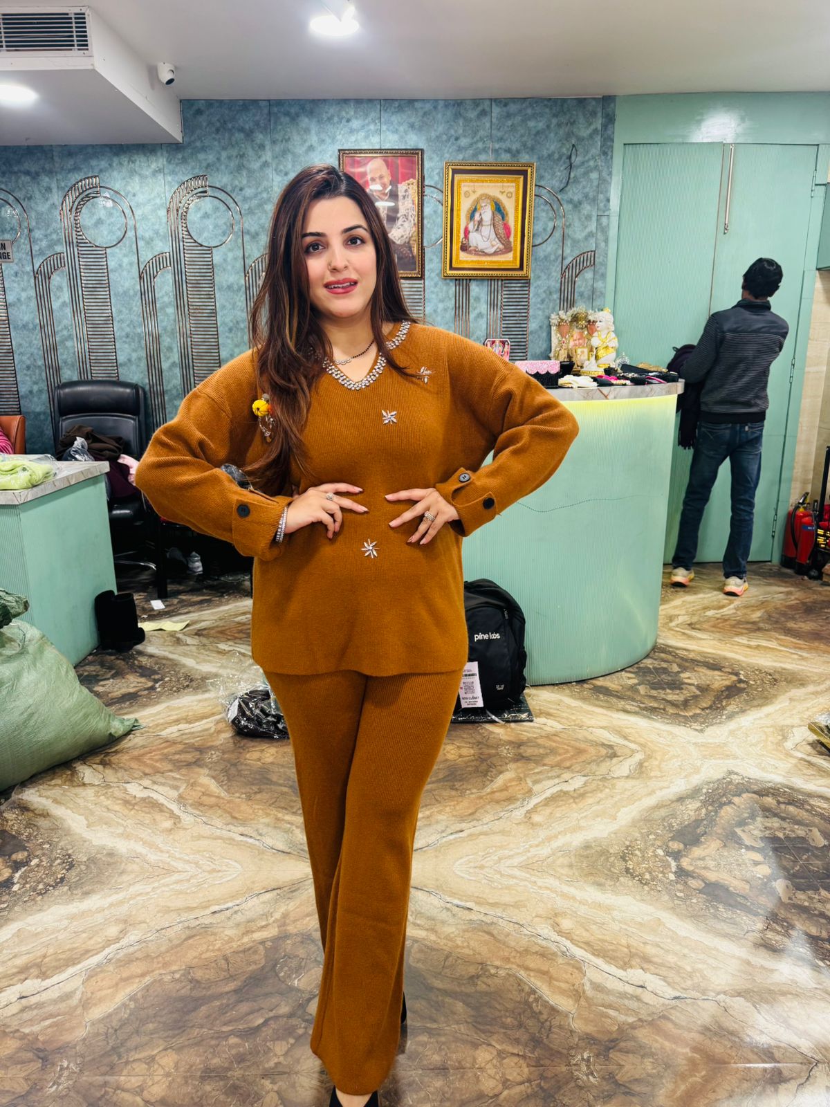 Embroidered Winter Knit Co-Ord Set