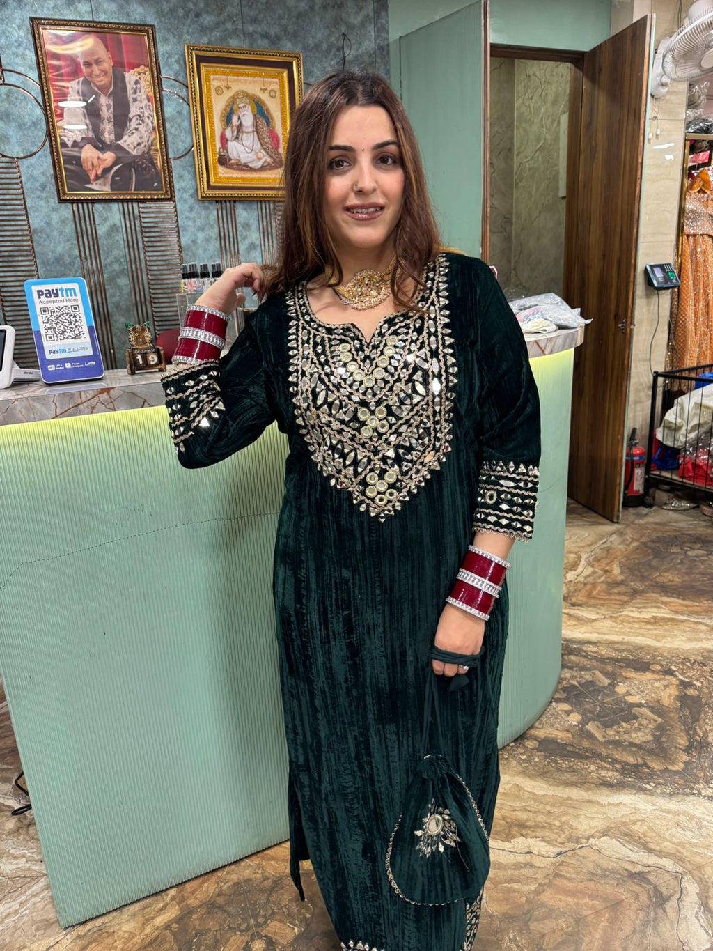 Niharika Velvet Embroidered dress