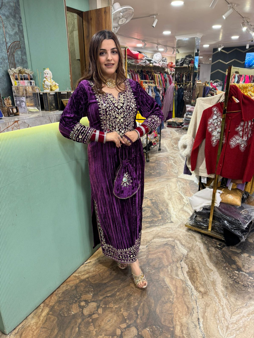 Niharika Velvet Embroidered dress