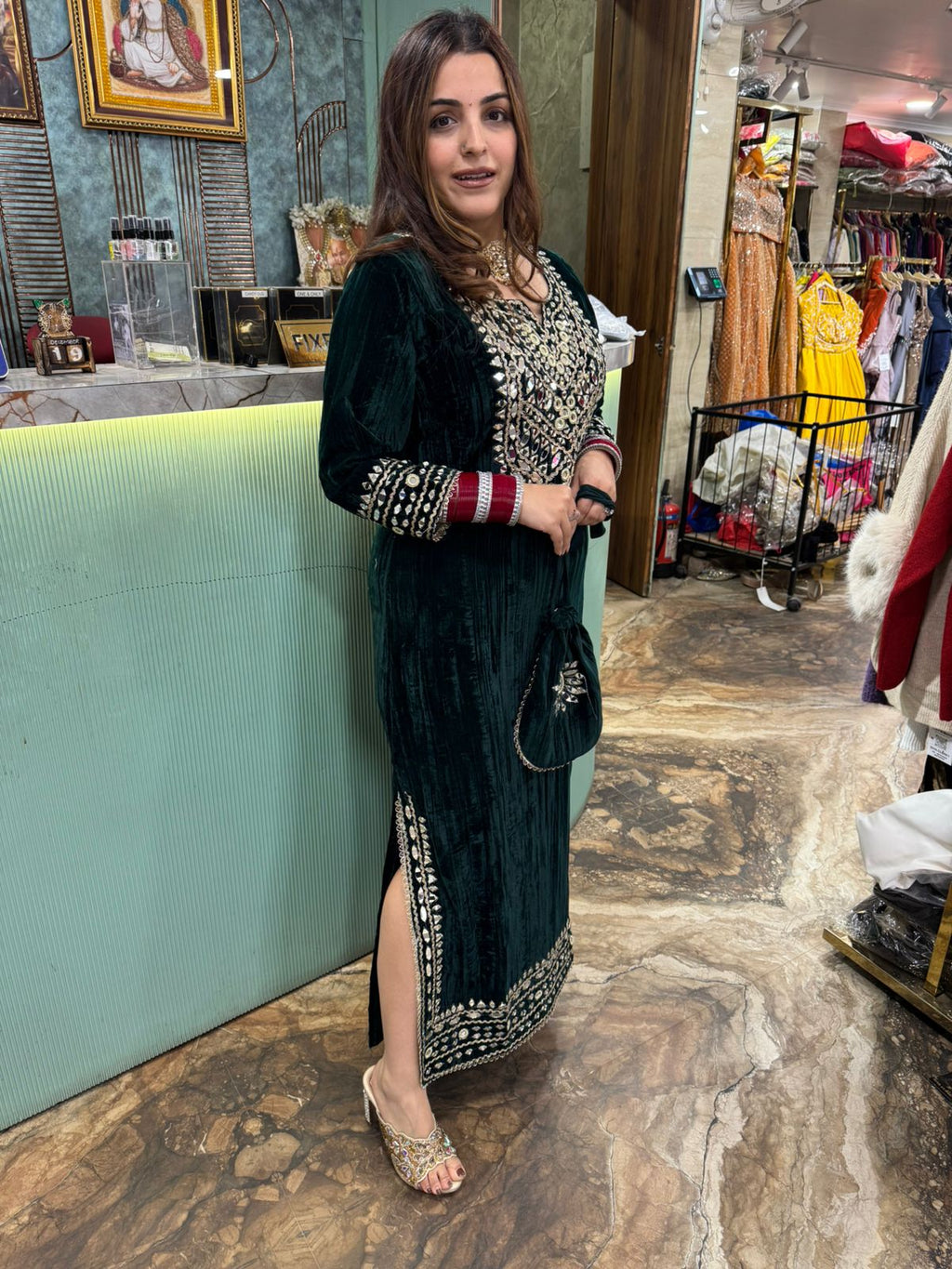 Niharika Velvet Embroidered dress