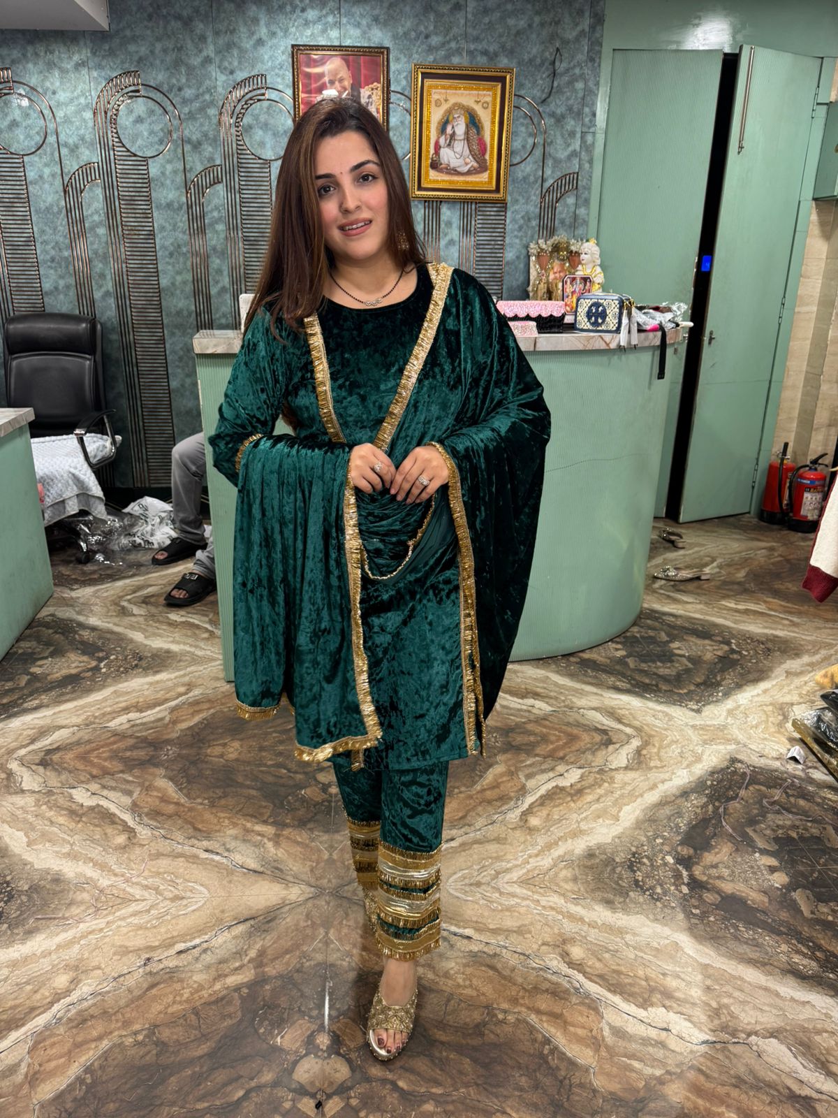Shayera Velvet Kurti Set