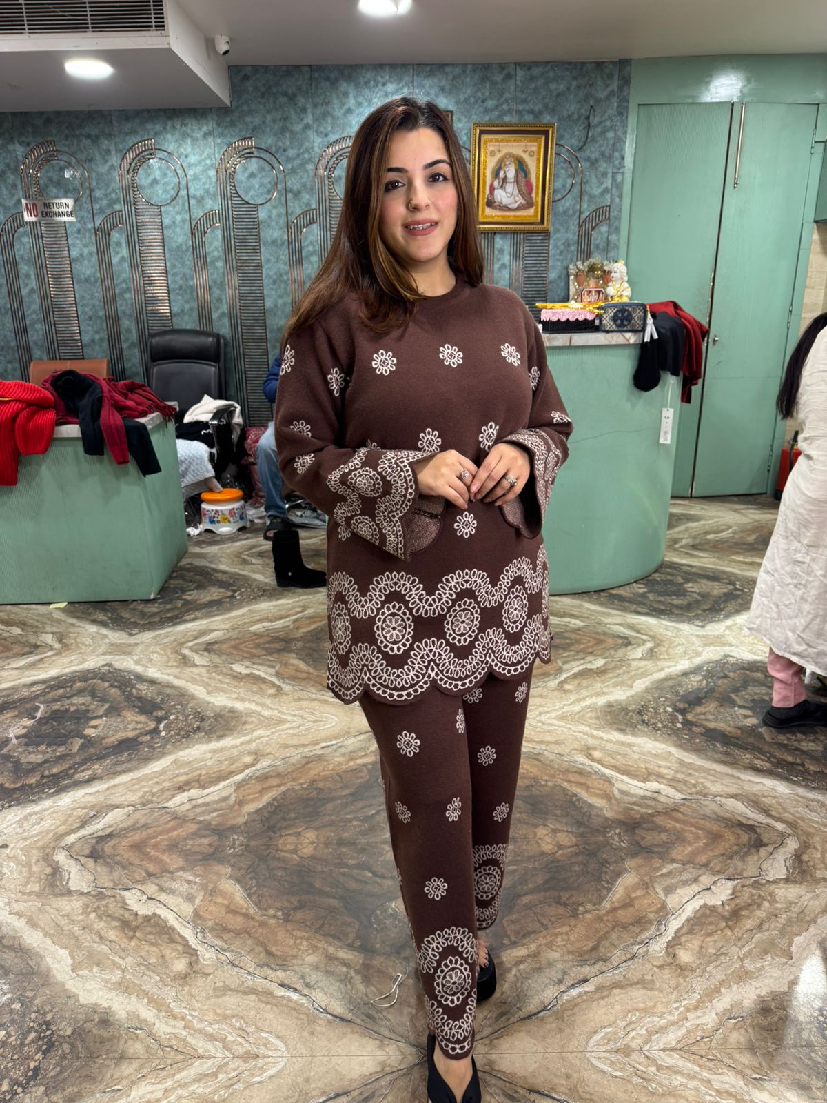 Chocolate Brown Embroidered Co-Ord Set