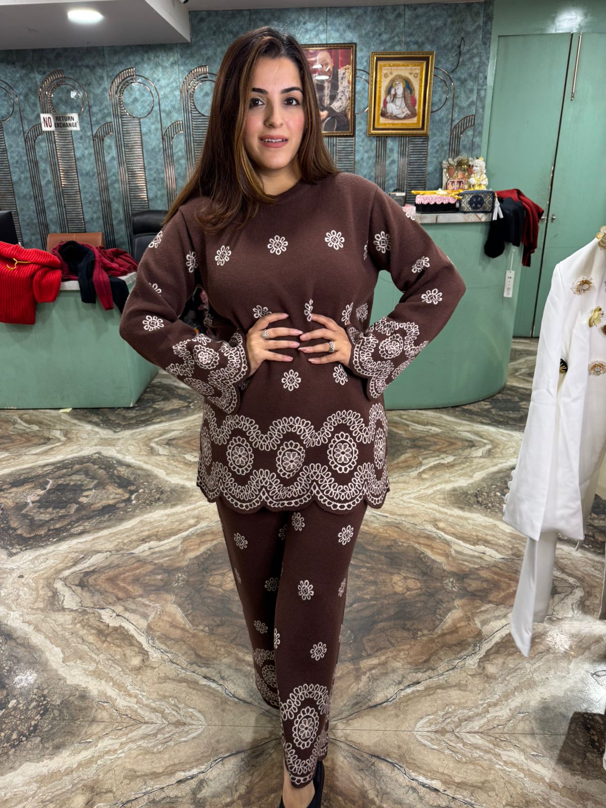 Chocolate Brown Embroidered Co-Ord Set