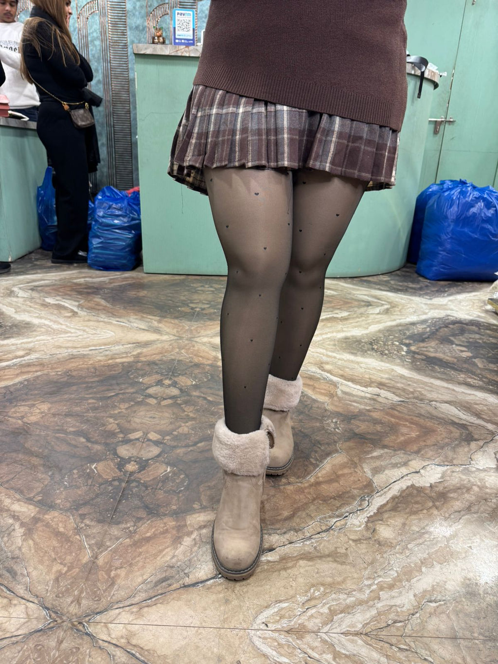 Ane  Checkered Layered Sweater Dress