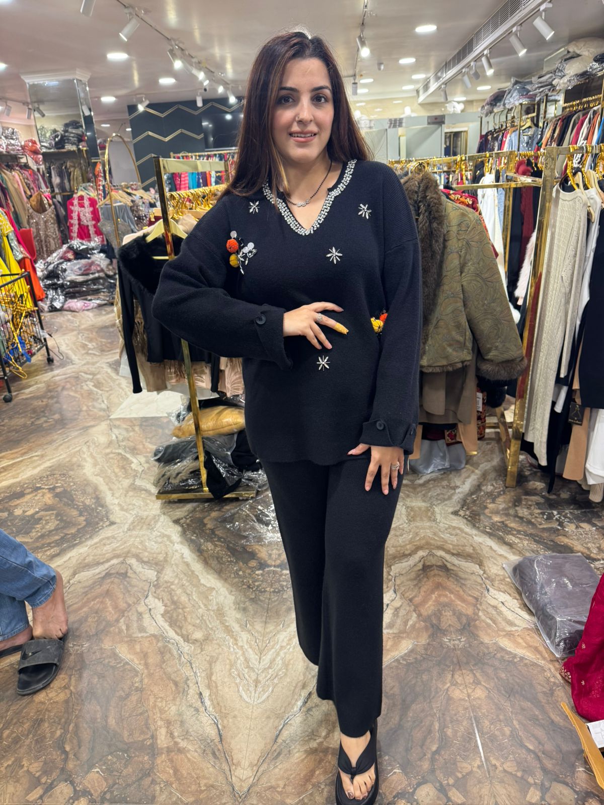 Embroidered Winter Knit Co-Ord Set