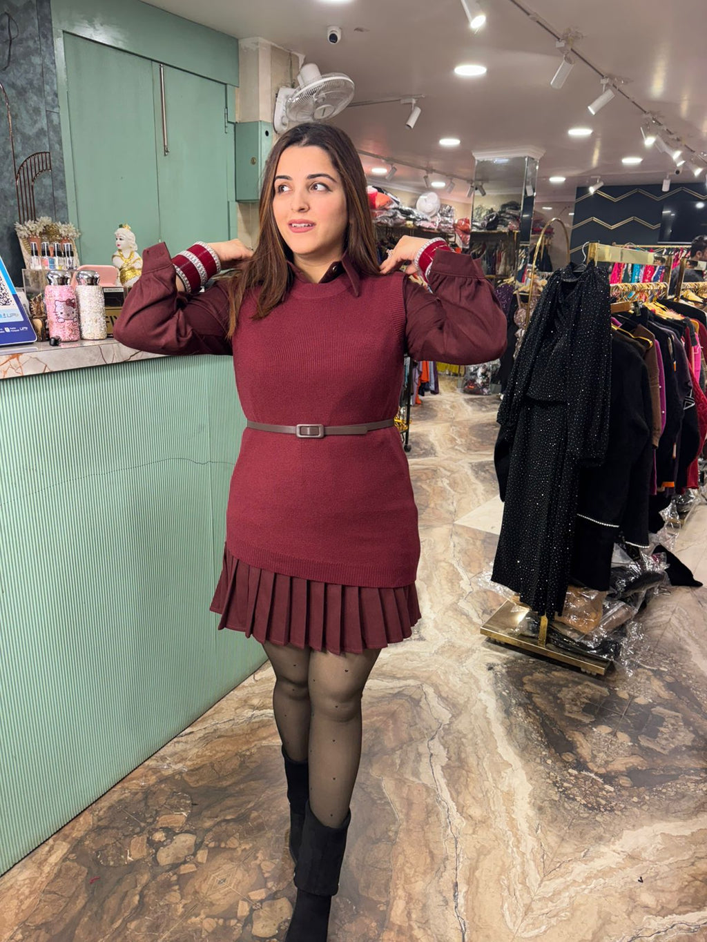 Bhavi Pleated Knit Dress