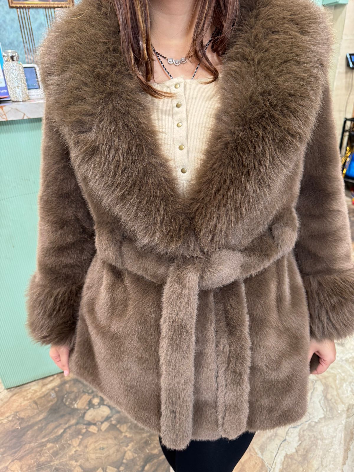 Rua Fur Belted Winter Coat