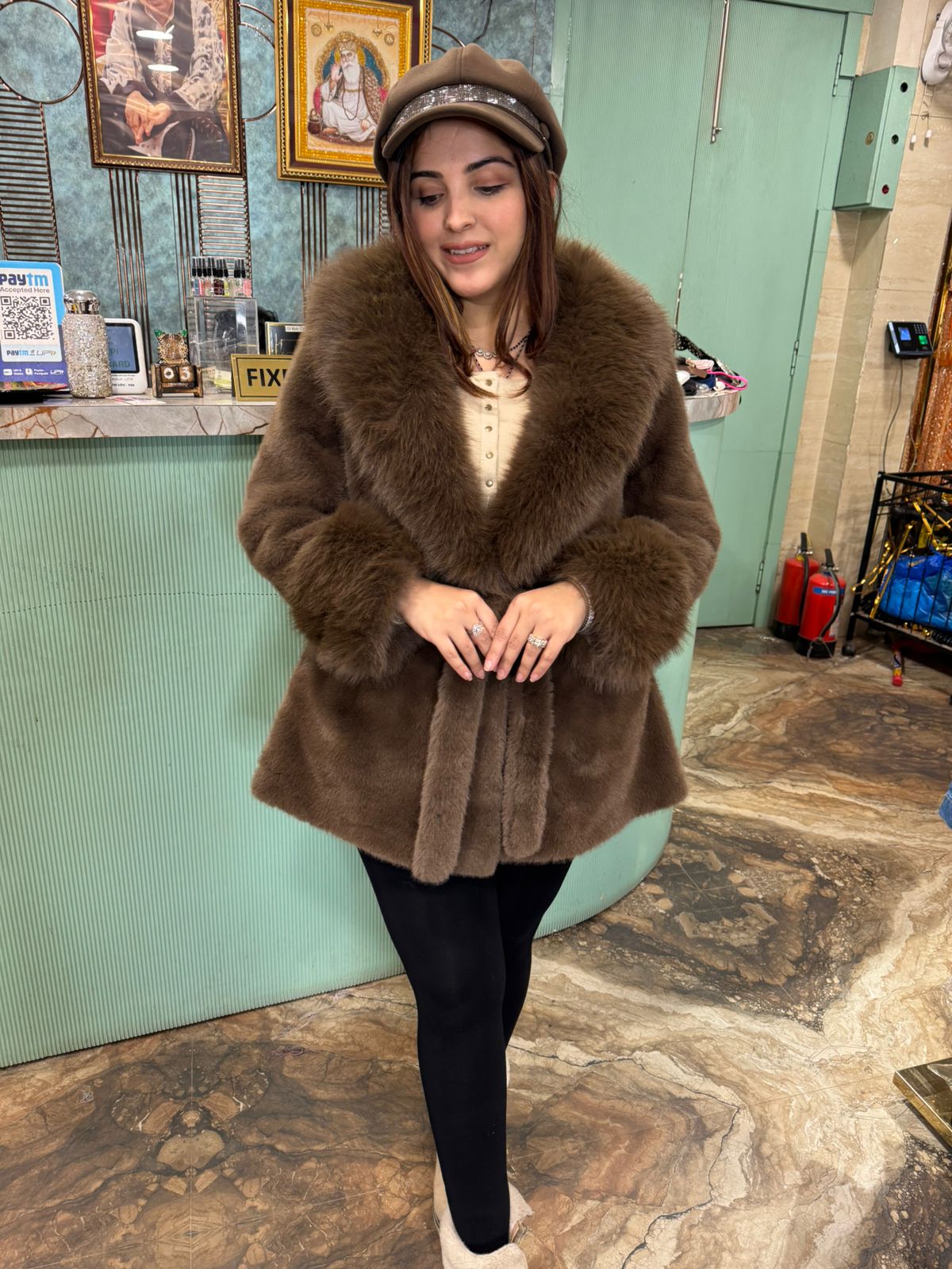 Rua Fur Belted Winter Coat
