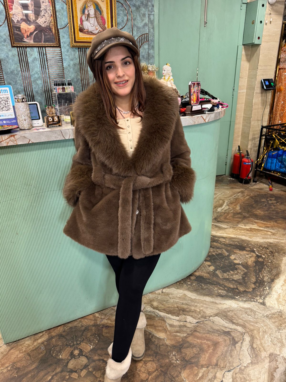 Rua Fur Belted Winter Coat