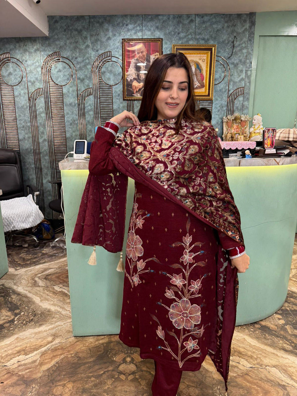 Isha Bloom Embroidered Set with Dupatta