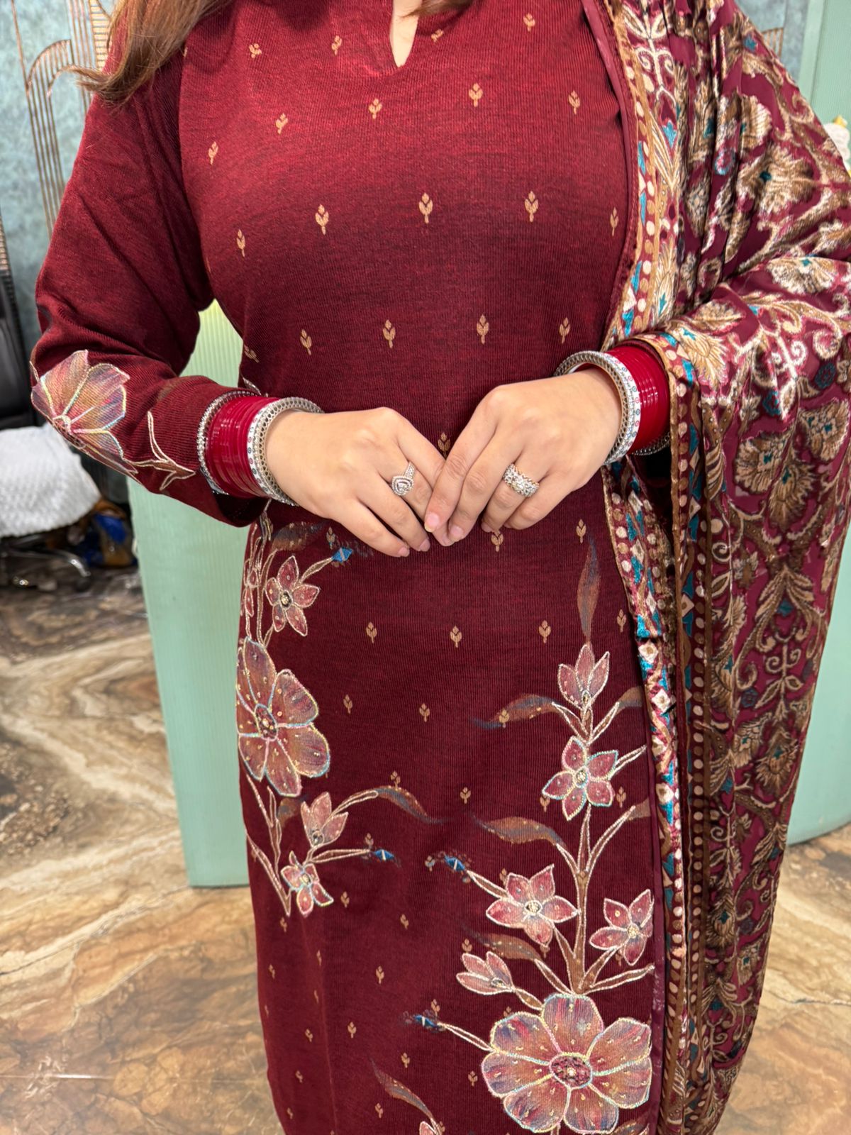 Isha Bloom Embroidered Set with Dupatta