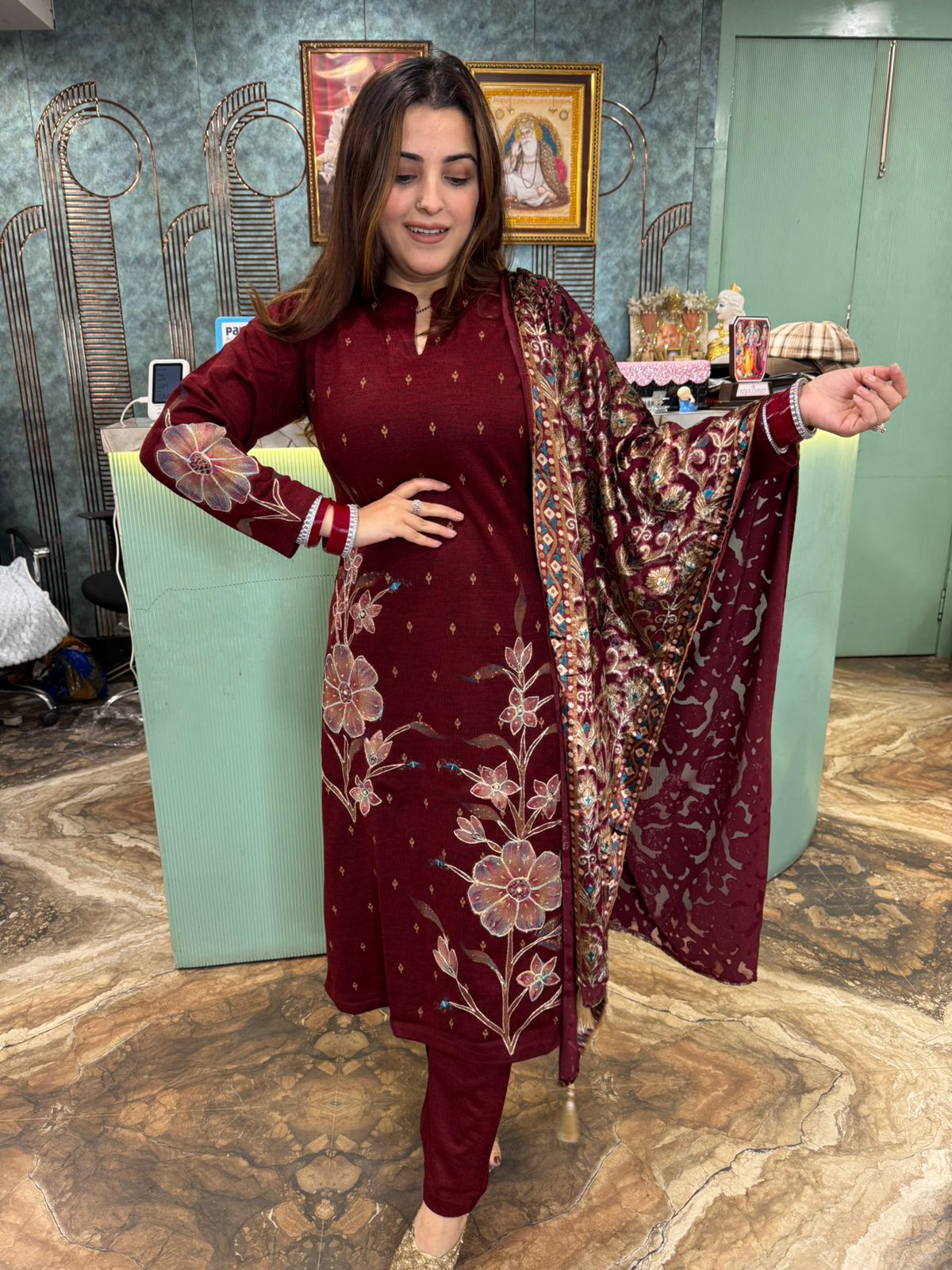 Isha Bloom Embroidered Set with Dupatta