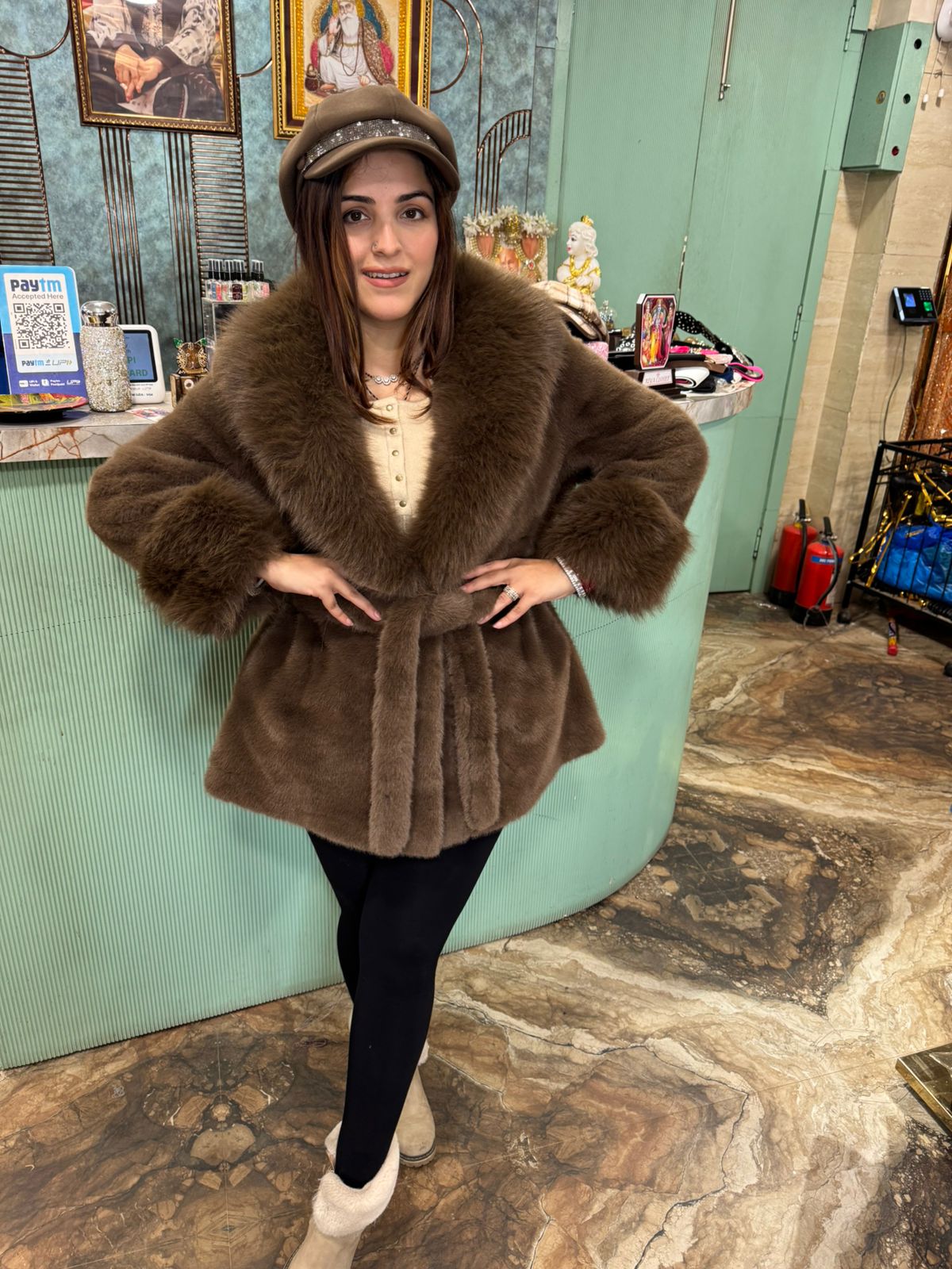 Rua Fur Belted Winter Coat