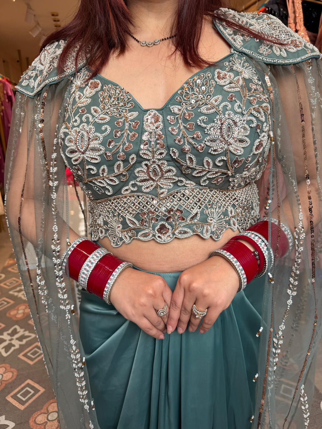 Sufia Draped Skirt with Cape-Style Blouse