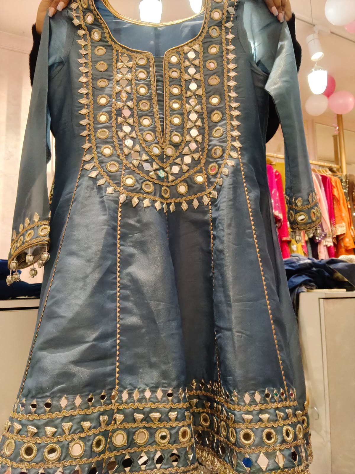 Moon Mirror Work Anarkali Suit Set