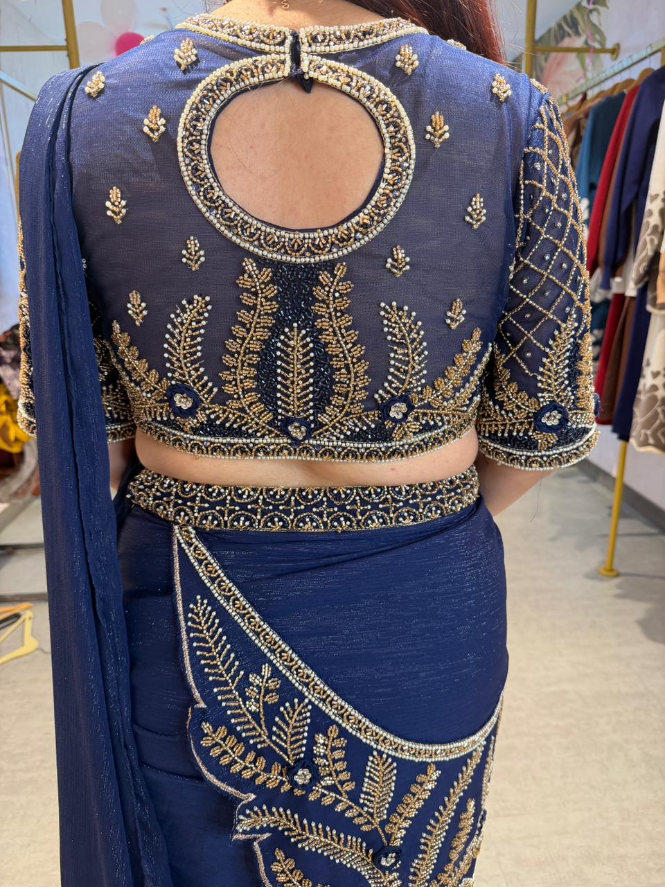 Emi embroidered blouse with Draped Skirt
