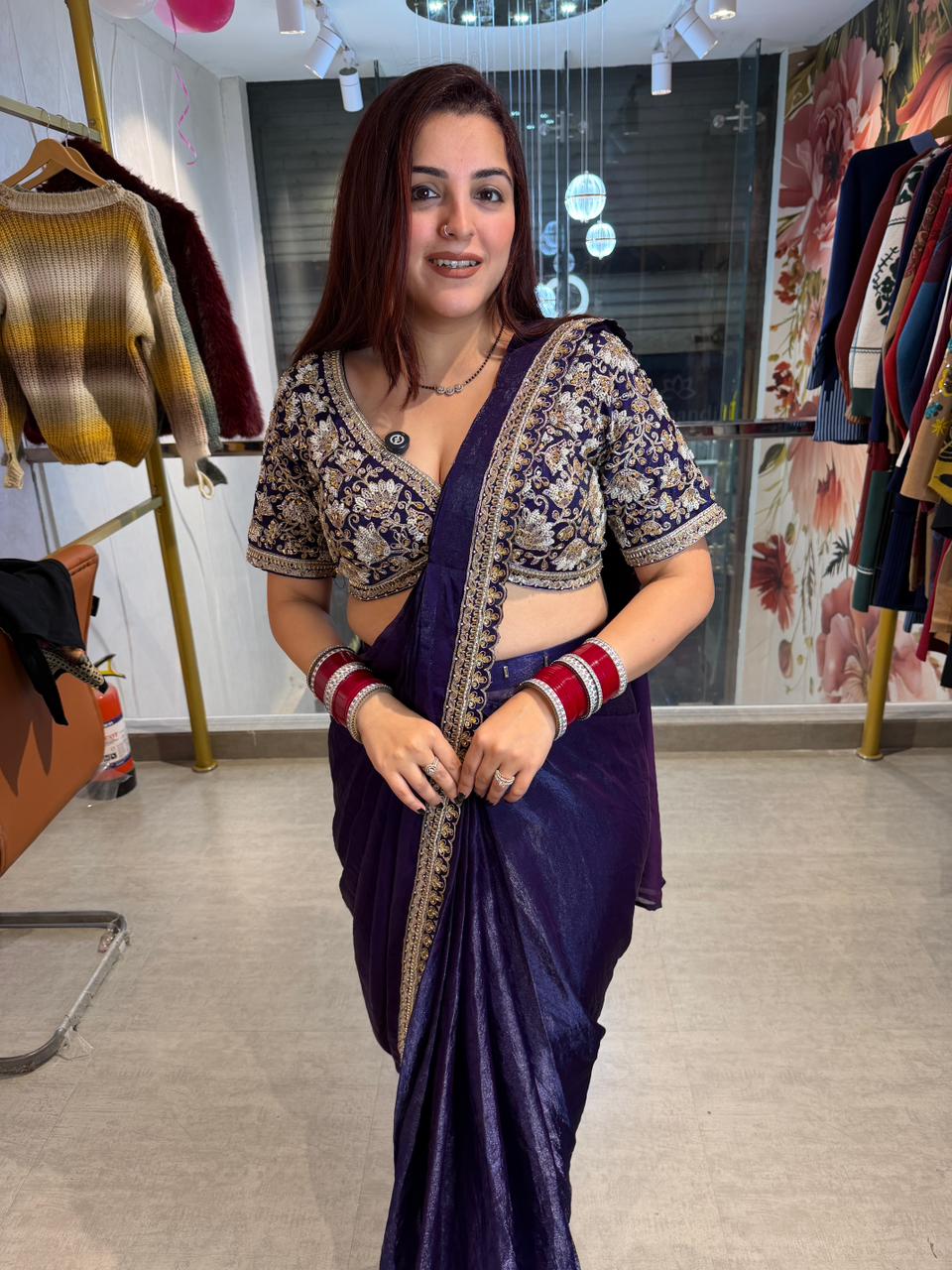 Riru Embroidered Designer Saree Set