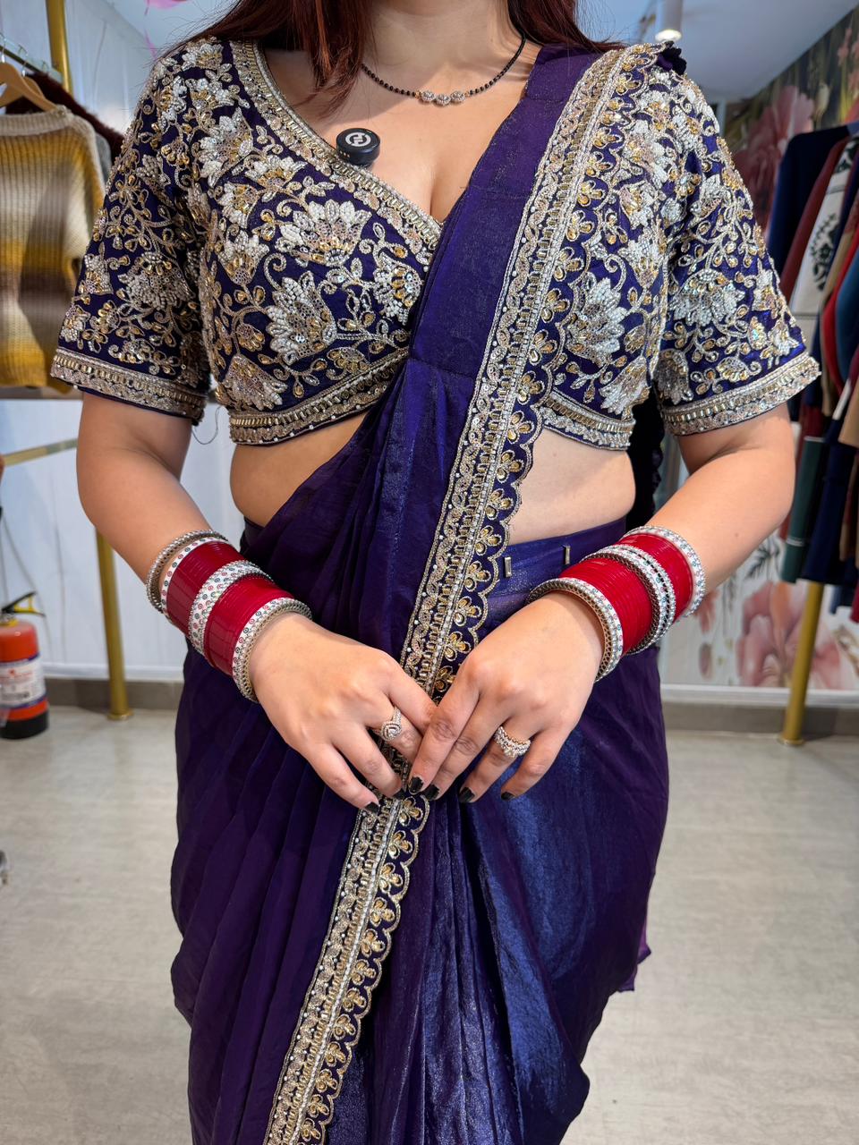 Riru Embroidered Designer Saree Set