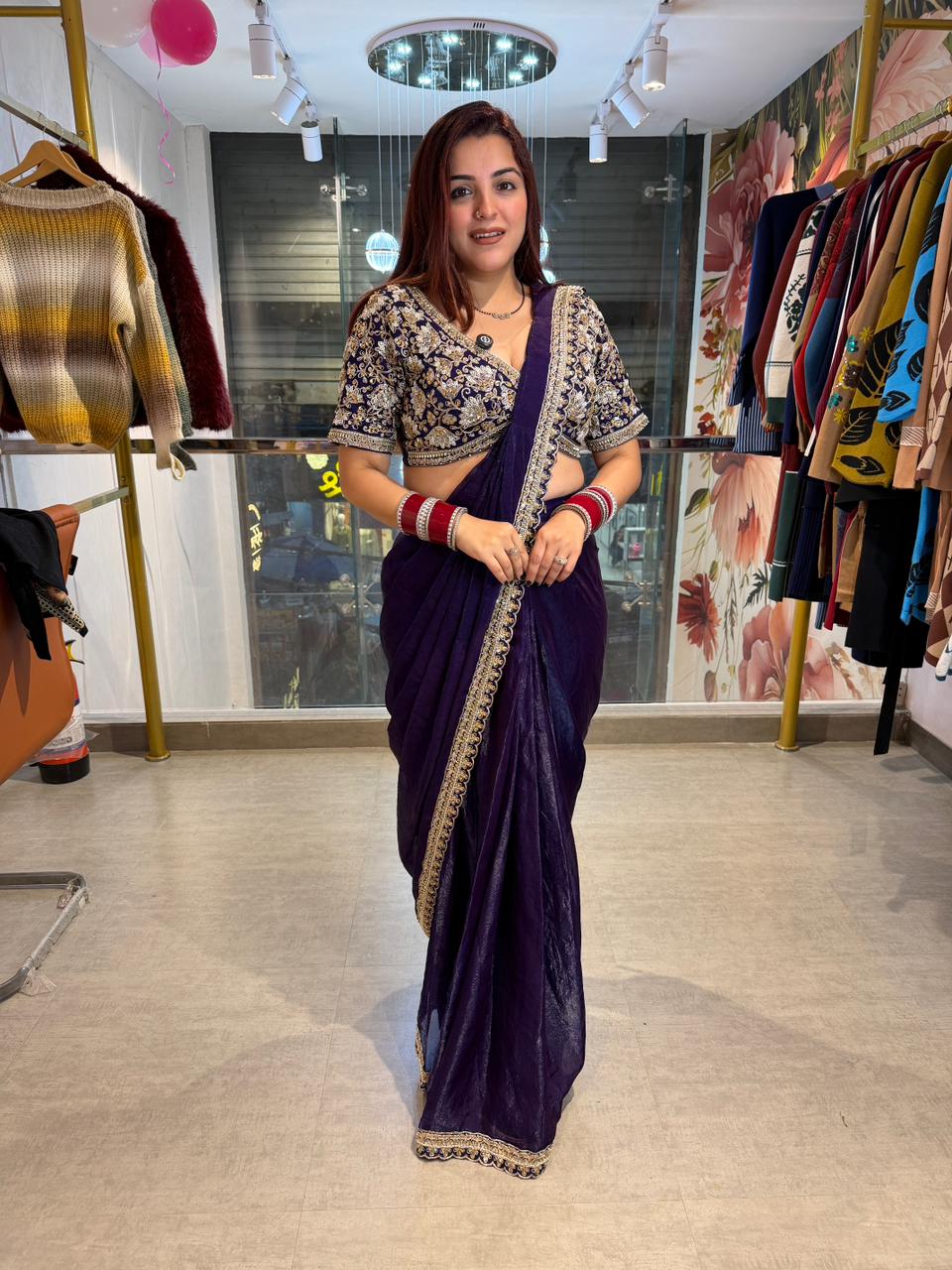 Riru Embroidered Designer Saree Set