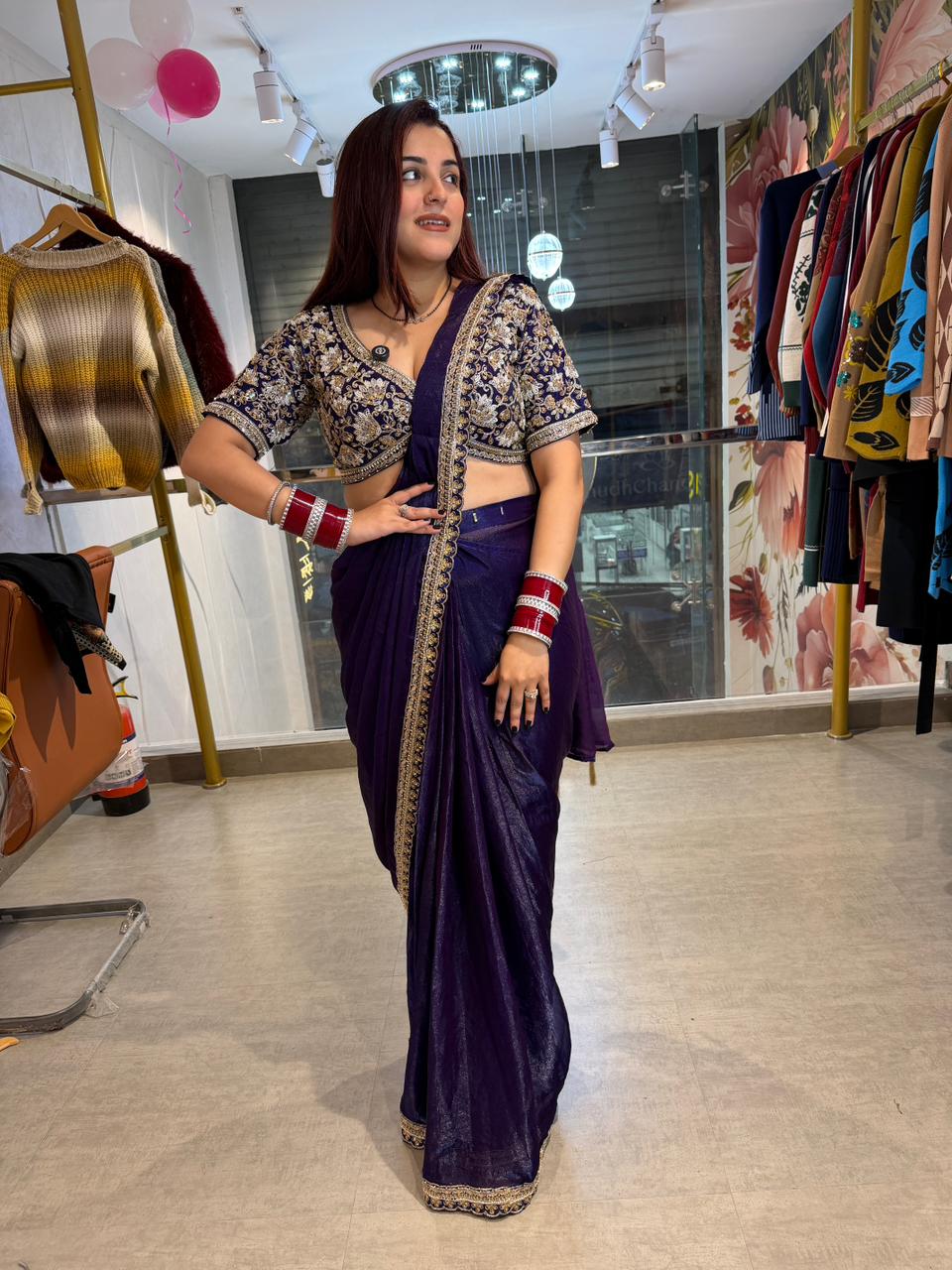 Riru Embroidered Designer Saree Set