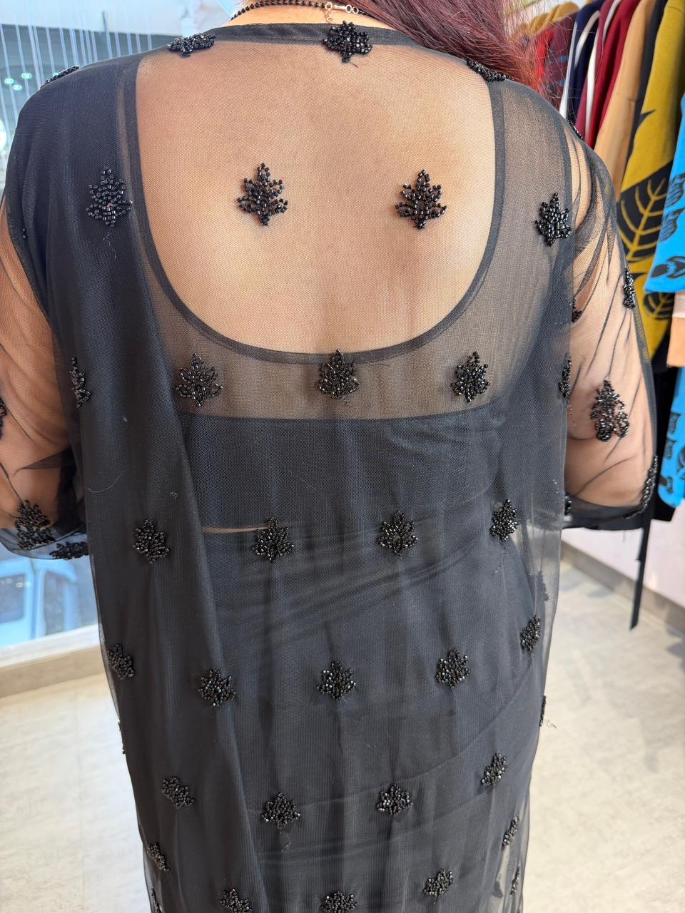 Ru Black Designer Saree Set