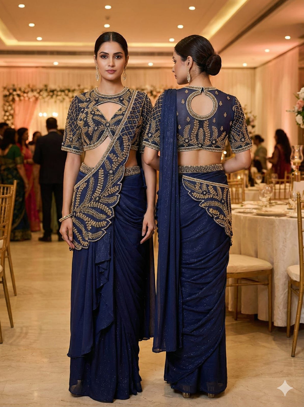 Emi embroidered blouse with Draped Skirt