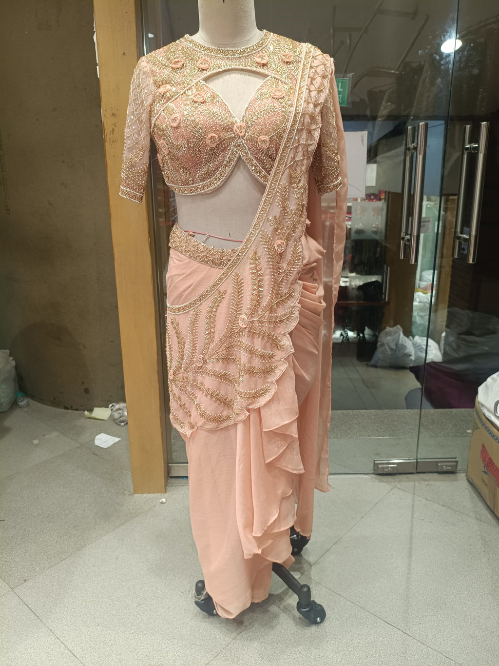 Emi embroidered blouse with Draped Skirt