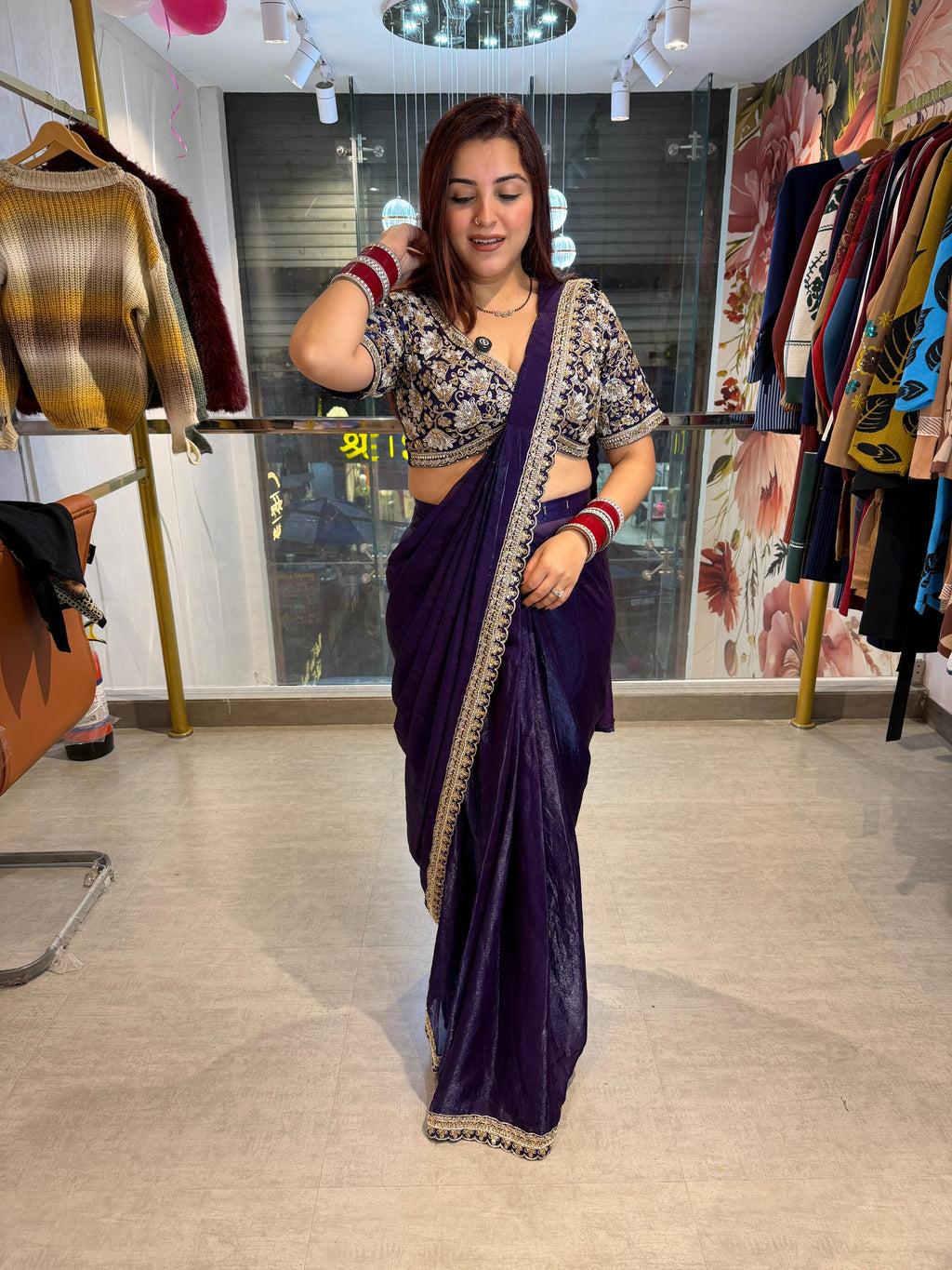 Riru Embroidered Designer Saree Set