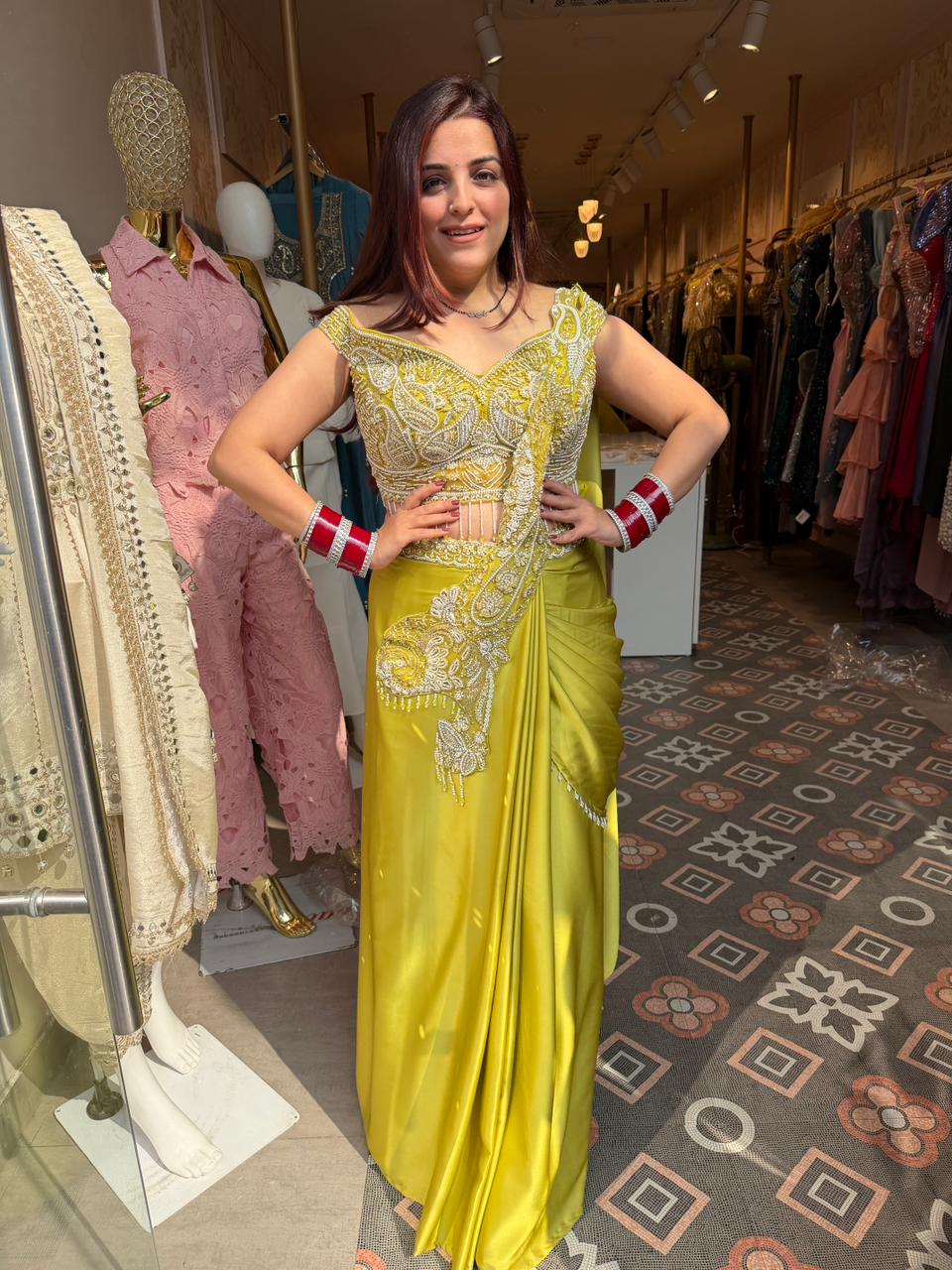 Nayka Pearl Embellished Designer Saree Set