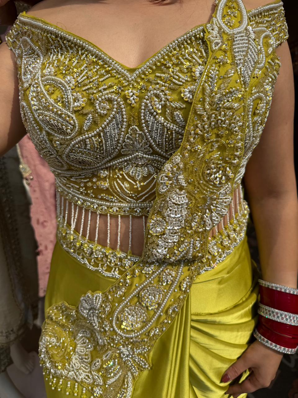 Nayka Pearl Embellished Designer Saree Set